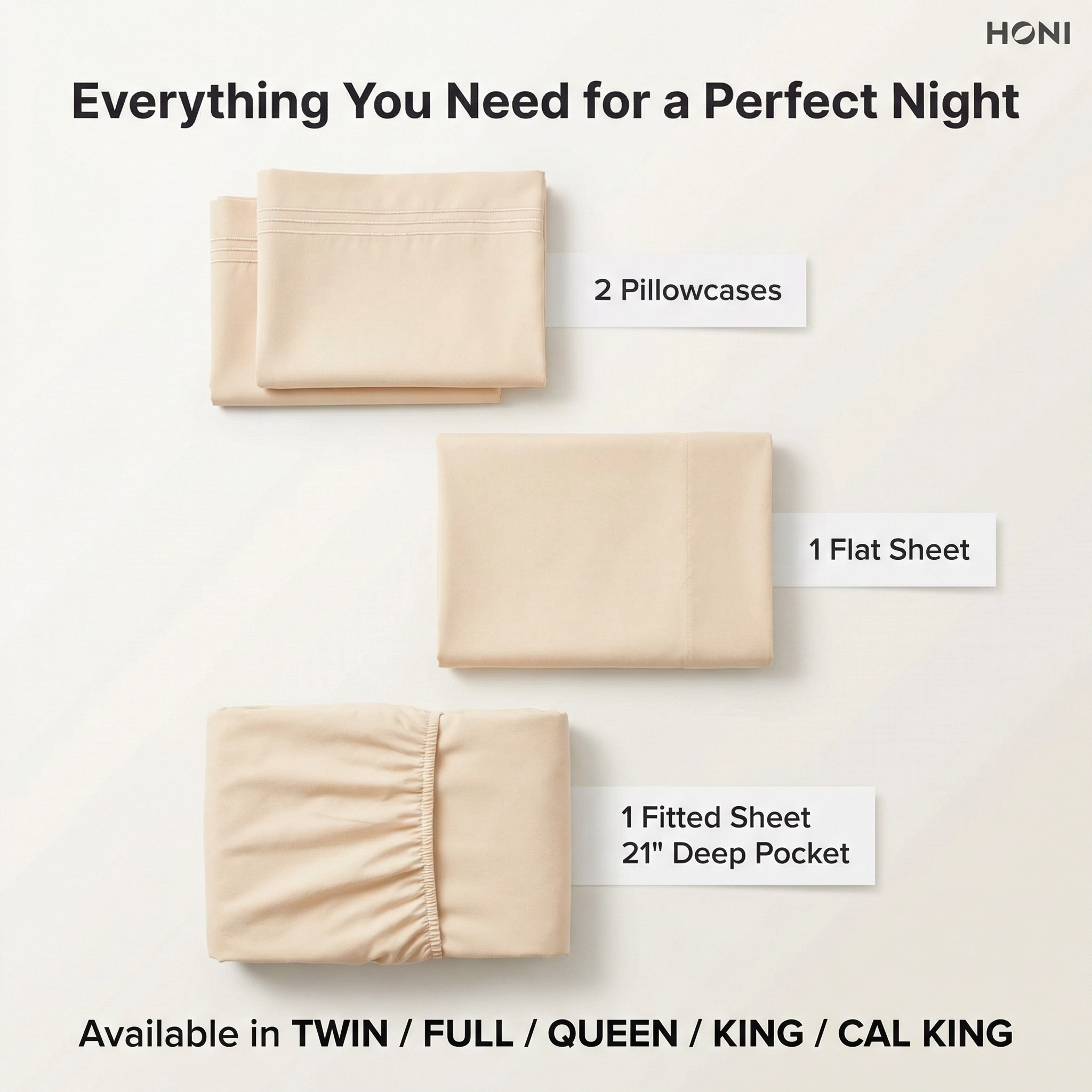 HONI Brushed Microfiber Fitted Sheet Set with Built-in Large Side Pocket – 95GSM Cooling & Anti-Fade Fabric, Compatible with iPad & Smartphones