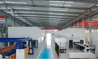 Rock wool cleanroom panel manufacturing line at Glostar factory, Shandong China