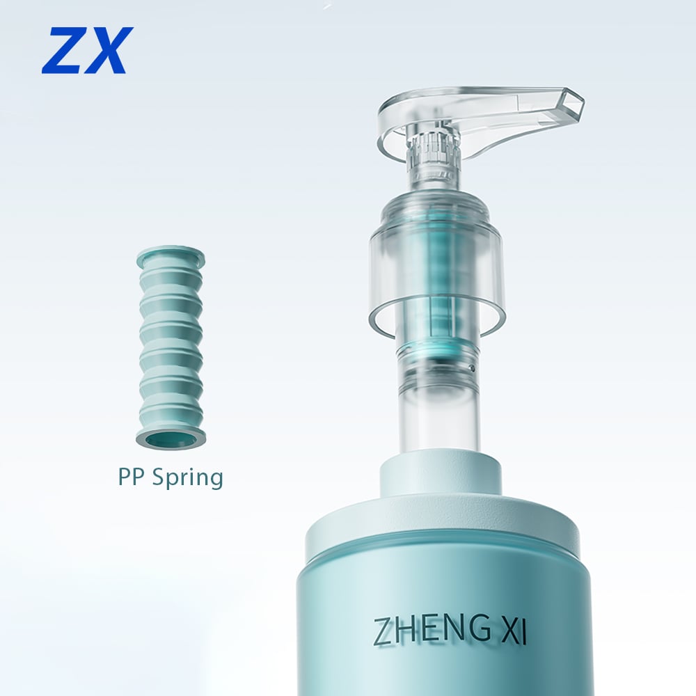 What are the internal components of a lotion pump dispenser and how does it function?