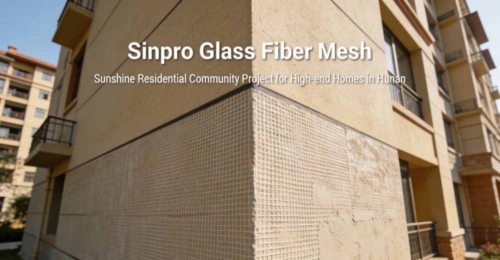 Sinpro Glass Fiber Mesh Reinforces the Wall of the Sunshine Residential Community Project for High-end Homes in Hunan