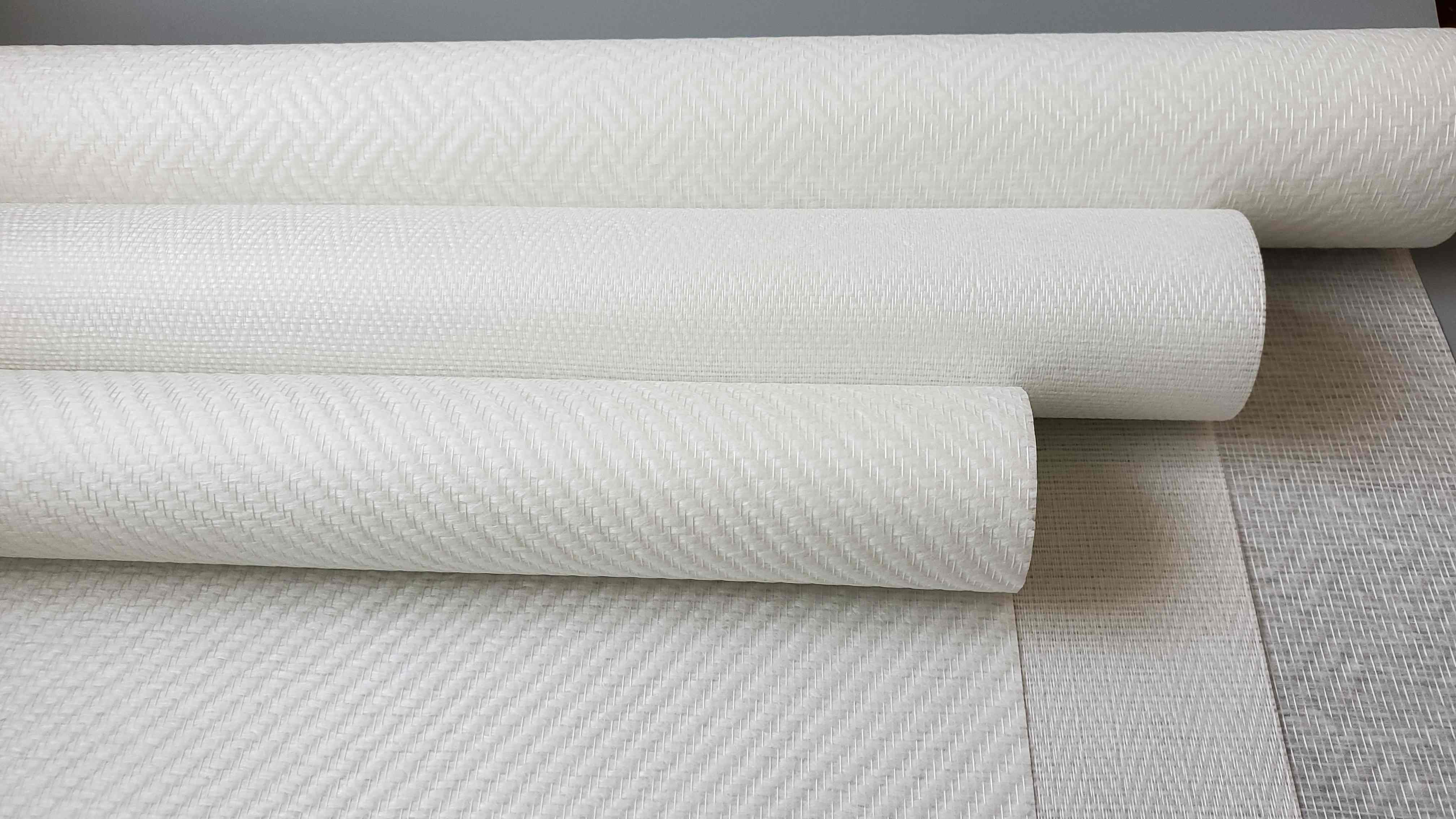 White Paintable Decorative Textile  Fiberglass Wallcovering / Glass Fibre Wallpaper for Interior Wall Decoration 1mx25m or 50m details