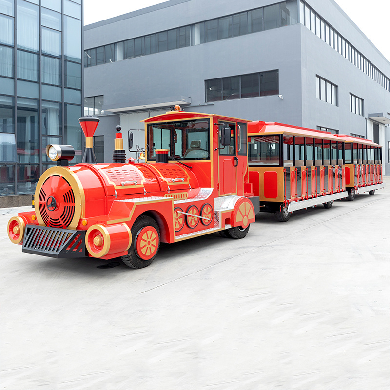 Fuel-Powered Sightseeing Train with Automatic Doors | 72-Seat Red & Gold – ALGQ-CL-72