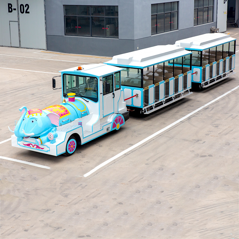 Cartoon Elephant Front Electric Train with Automatic Doors | 42-Seat Custom – Model ALGD-CT-42