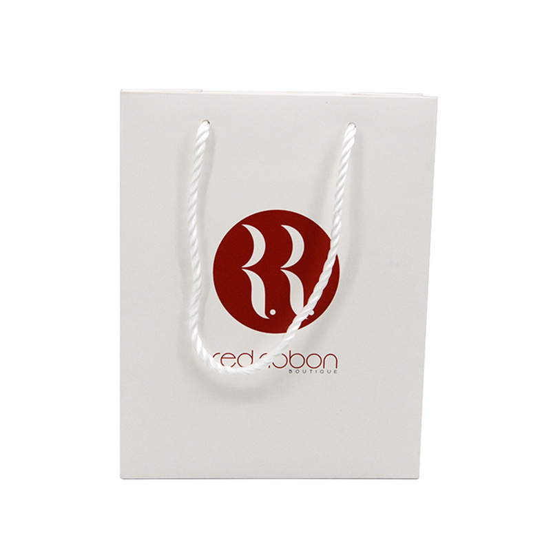 Sacs shopping en papier blanc PB002 personnalisés pour bijoux, sacs cadeaux sur mesure avec logo