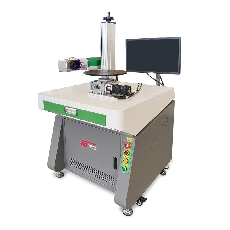 50W Fiber Laser Marking Machine with Rotary for Continuous Engraving