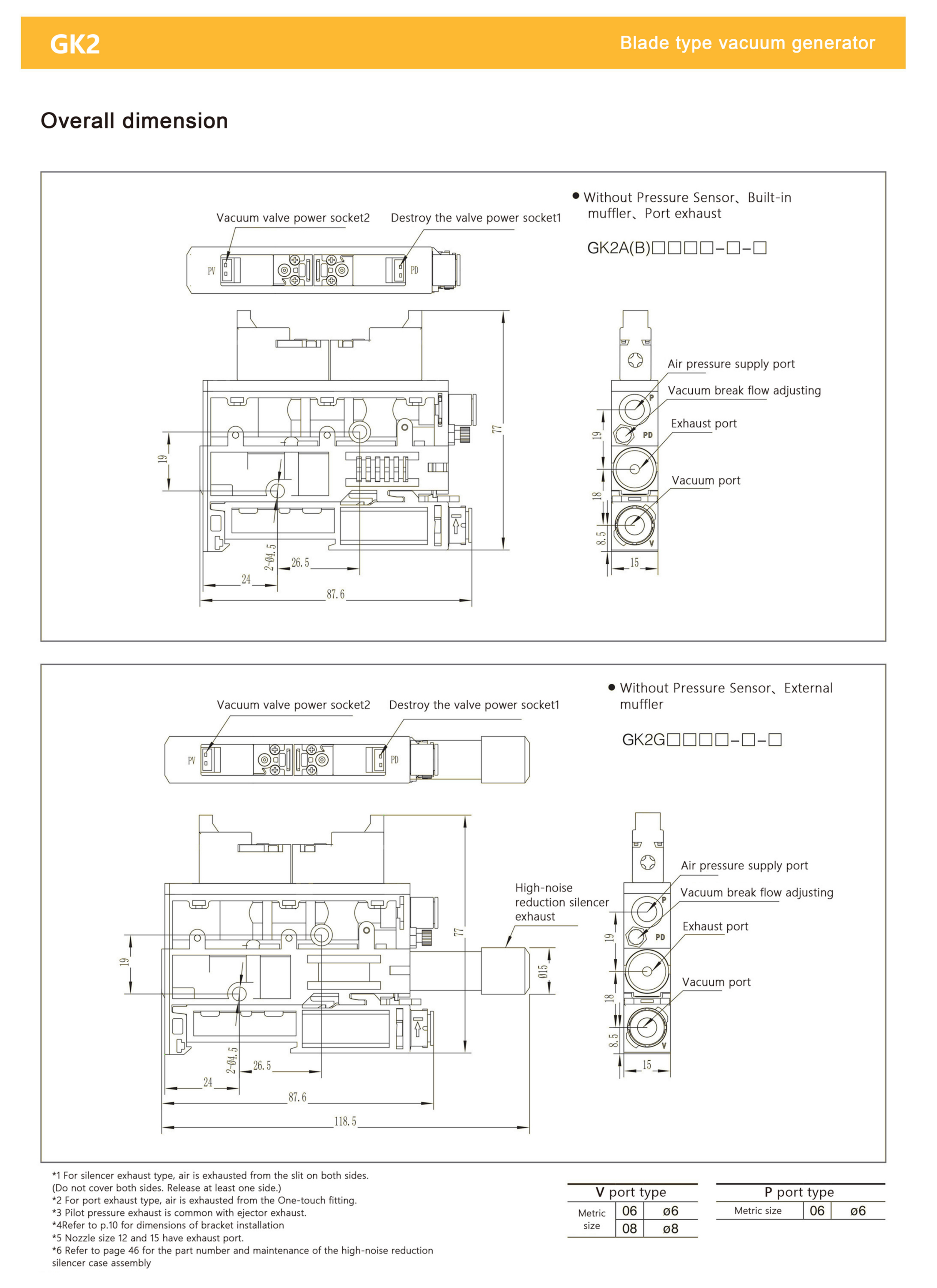 GK2 industrial vacuum pump connection ports details