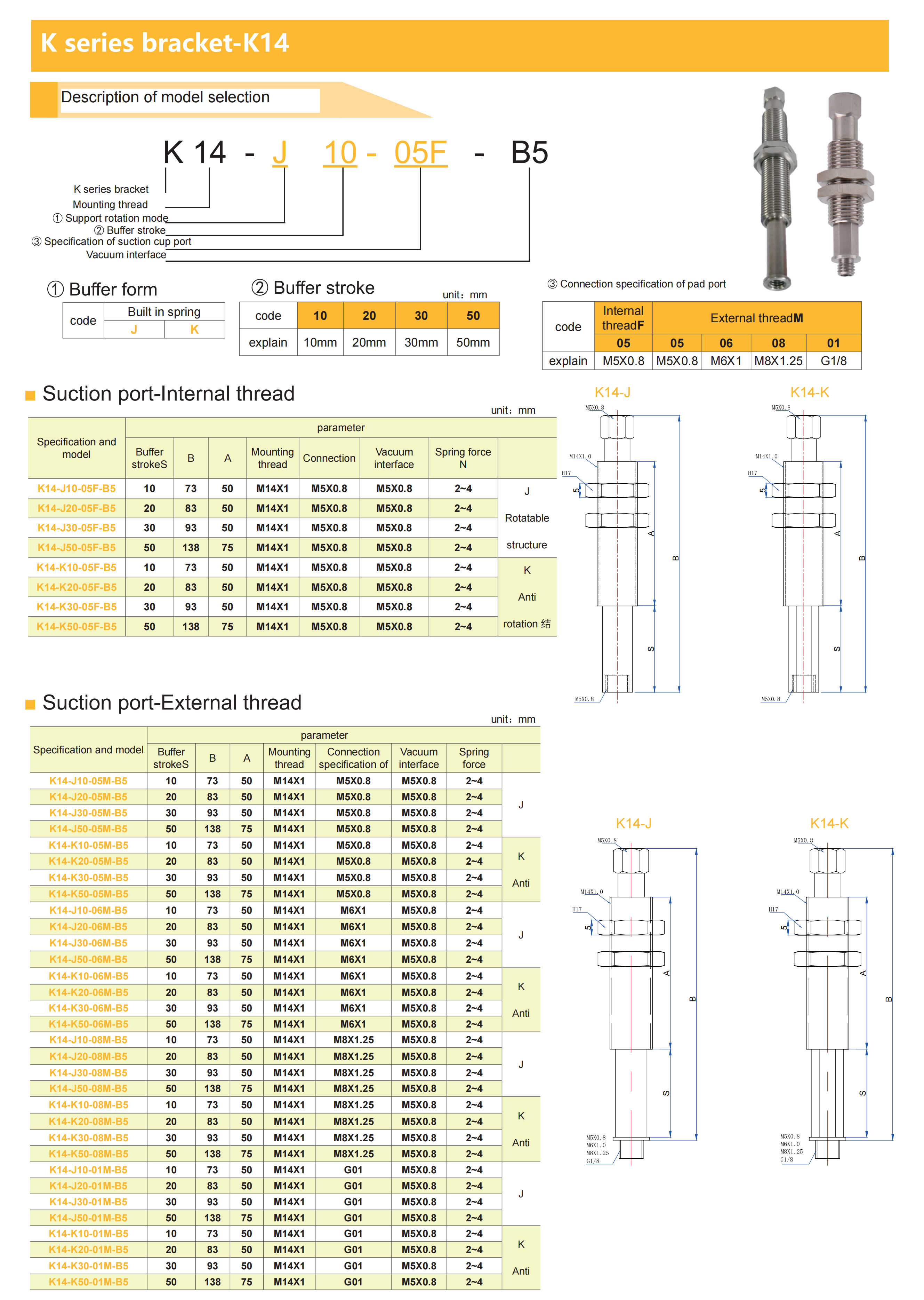 Vacuum suction cup bracket connection interface specifications