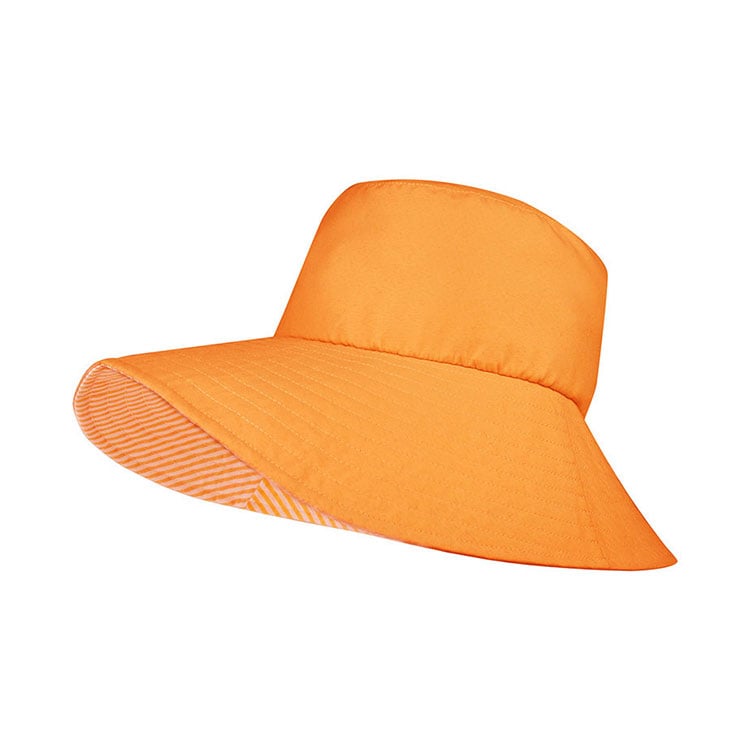 Premium Custom J7246 Reversible Wide-Brim Sun Hat with Striped Interior Lining Breathable Cotton Canvas Garden Hat with Stitched Brim for Gardening Travel and Promotional Branding