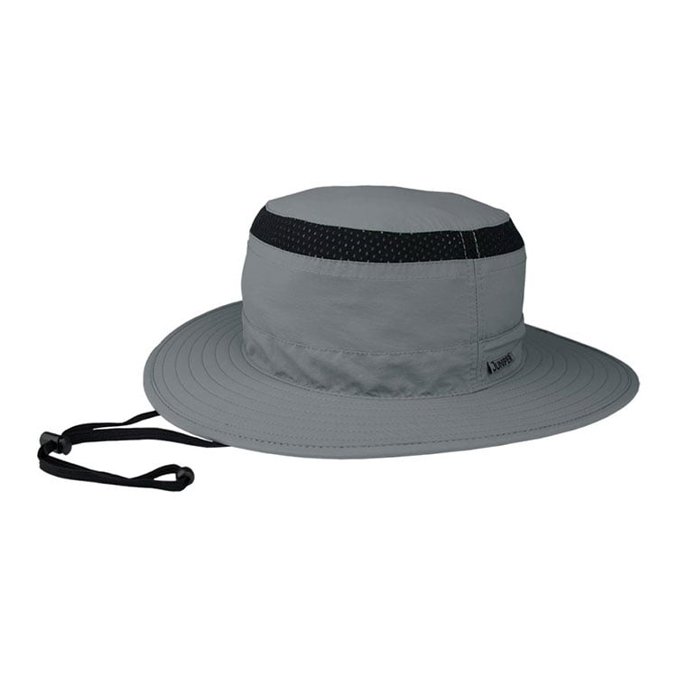 Premium Custom J7262 Two-Tone Mesh-Band Boonie Sun Hat with Contrast Black Ventilation Band and Juniper Label Wide Brim Adjustable Chin Cord Outdoor Cap for Hiking Fishing Travel and Promotional Branding