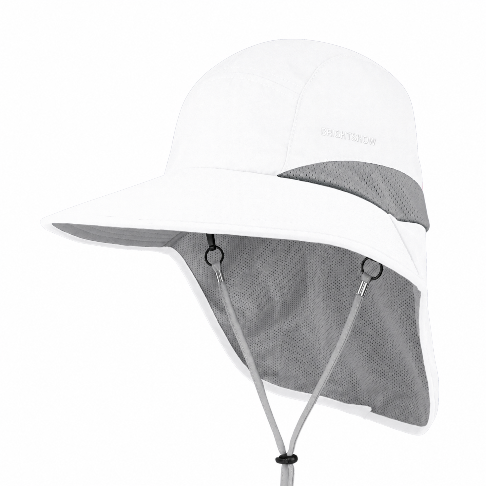 Premium aangepaste promotionele J7249 Taslon UV-halsklep-pet met UPF 50+ zonbescherming voor buitengebruik, vispet met verstelbare koordsluiting en geïntegreerde halsbedekking, gepromoveerde sportieve hoofdbedekking