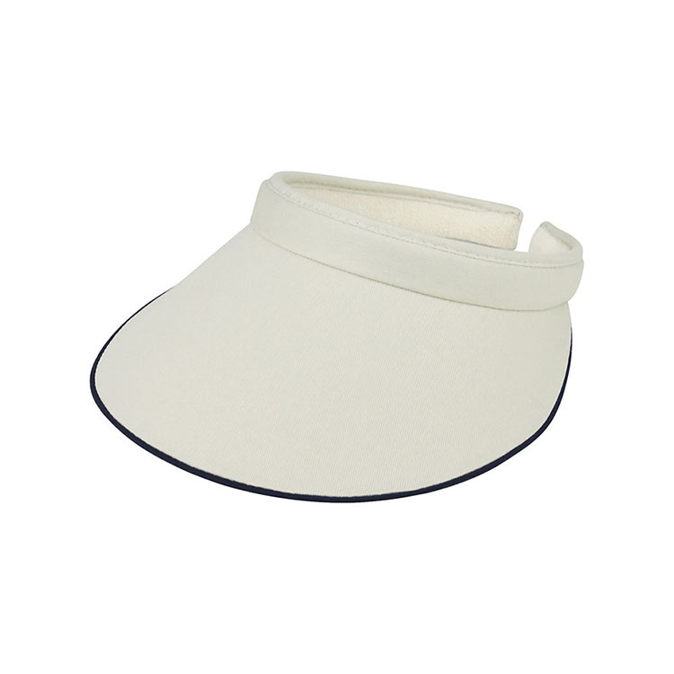 4115 Piping Brim Cotton Twill Sun Visor Adjustable Wrap Back Empty Top Visor Hat Unisex Lightweight UV Protection Solid Color Blank Custom Embroidery Logo Outdoor Golf Beach Fishing Travel Summer Casual Fashion Headwear Wholesale B2B Bulk Supply 