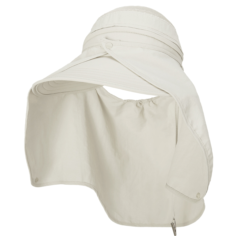 Cappello da sole premium personalizzato per donna con tesa larga e protezione UV, dotato di cappa per il collo staccabile; berretto da baseball professionale con ricamo personalizzato del logo per uso quotidiano e attività all'aperto