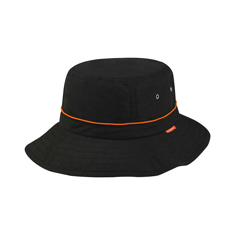 Premium Custom J7226 Bucket Hat s narandžastom akcentnom konopicom i juniperskim tkanim etiketama Pretraživa široka rubna vanjska sunčanica s ventilacijskim grommetsima za planinarenje i promotivno branding