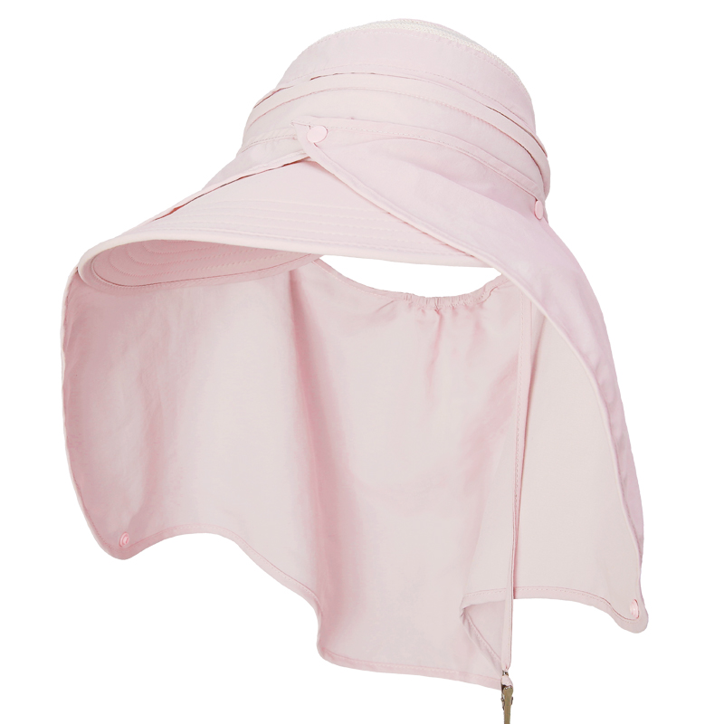 Cappello da sole premium personalizzato per donna con tesa larga e protezione UV, dotato di cappa per il collo staccabile; berretto da baseball professionale con ricamo personalizzato del logo per uso quotidiano e attività all'aperto