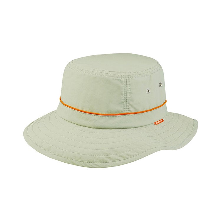 Premium Custom J7226 Bucket Hat s narandžastom akcentnom konopicom i juniperskim tkanim etiketama Pretraživa široka rubna vanjska sunčanica s ventilacijskim grommetsima za planinarenje i promotivno branding