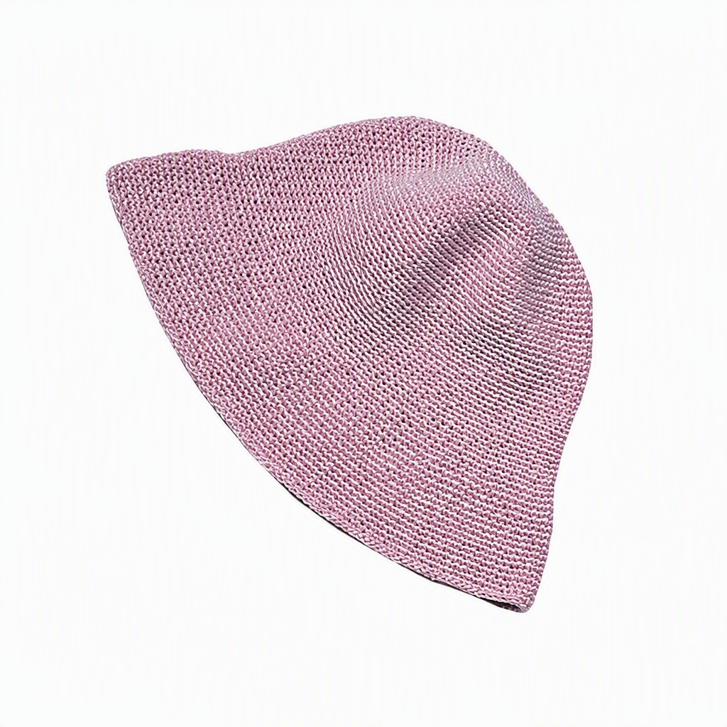 Sombrero tipo bucket tejido y ganchillo personalizado premium 2809, tres variantes de color, textura suave granulada, ala flexible, hecho a mano con hilo, sombrero solar para exteriores en verano, ideal para uso informal, viajes y branding promocional
