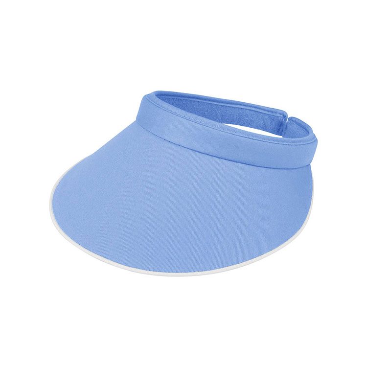 4115 Piping Brim Cotton Twill Sun Visor Adjustable Wrap Back Empty Top Visor Hat Unisex Lightweight UV Protection Solid Color Blank Custom Embroidery Logo Outdoor Golf Beach Fishing Travel Summer Casual Fashion Headwear Wholesale B2B Bulk Supply 
