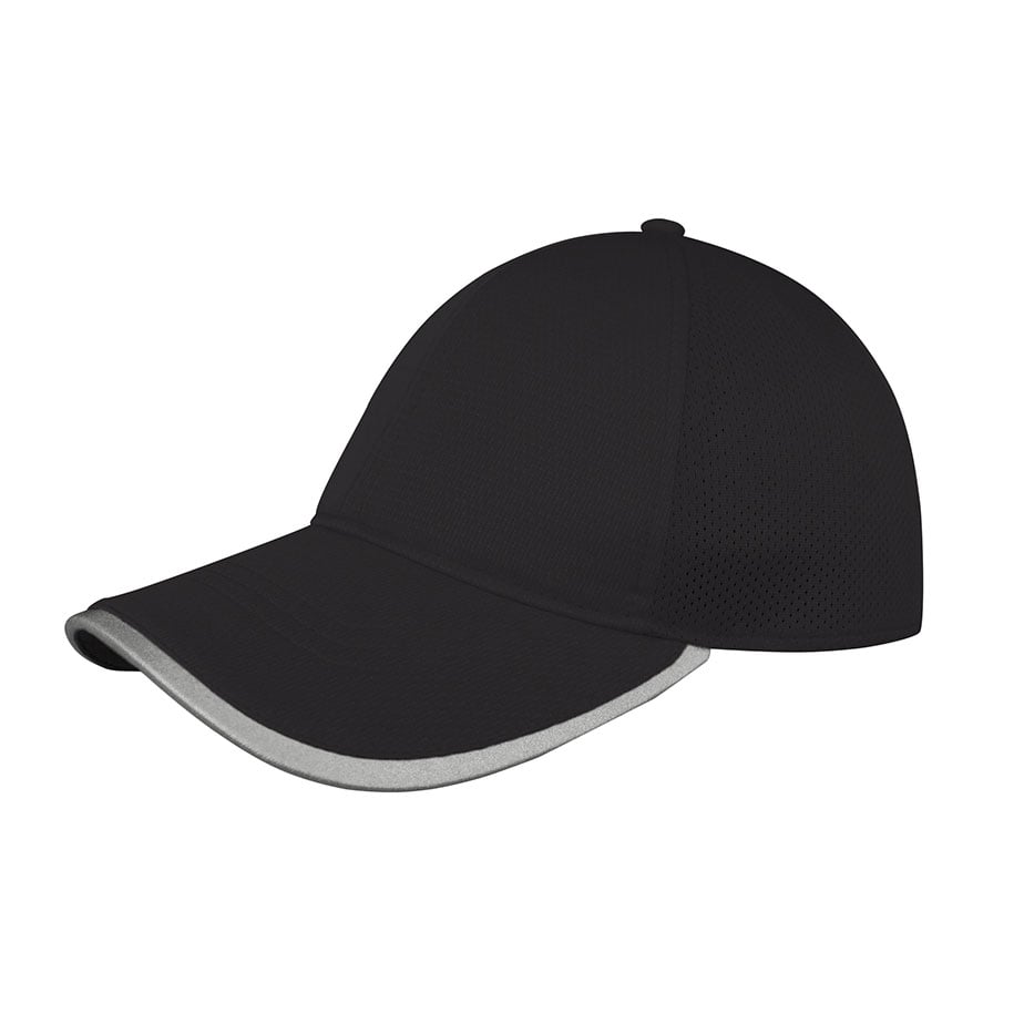 Premium Custom J7255 Structured Performance Baseball Cap with Matching Mesh Panels and Reflective Visor Trim Breathable Sports Hat Adjustable Closure for Running Outdoor Activities Team Uniforms and Promotional Branding