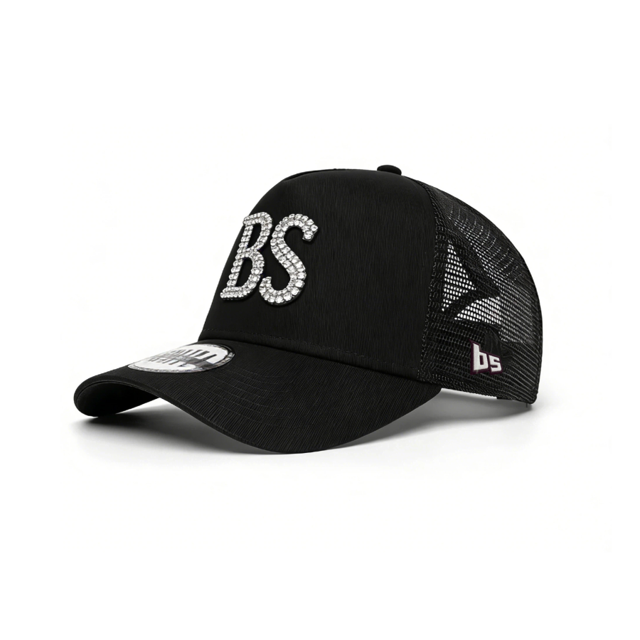 Premium Custom Structured 5-Panel Pre-Curved Visor Mesh Embroidered Custom Diamond LogoTrucker Cap  Professional Baseball Cap with Custom Logo Embroidery for Daily Wear and Outdoor Activities