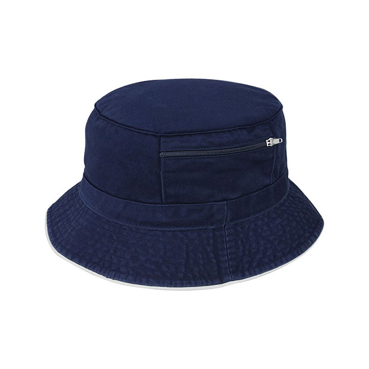 Premium Custom 7825 Bucket Hat s horizontalnim zippered džepom i kontrastnim cijevi krajnje sigurno skladištenje Cotton Twill Outdoor Sun Cap za putovanje ribolov i promocijski branding
