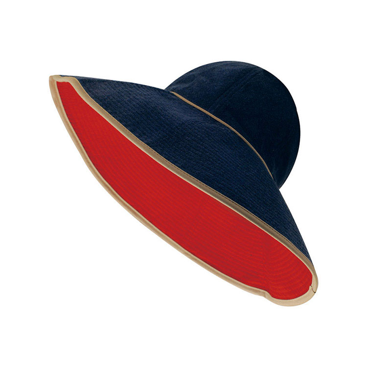 Sombrero de sol premium personalizado 6590 de dos tonos con ala plegable, dos variantes de color, copa redondeada y ala reversible con acabado tejido en algodón para uso al aire libre en verano, ideal para la playa, viajes, jardinería y marcaje promocional