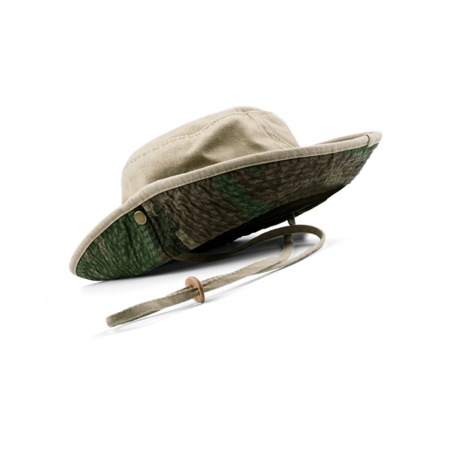 Premium kšiltovka ve stylu boonie bucket hat s kamuflážním barevným blokem a ochranou proti UV záření pro venkovní použití – profesionální baseballová čepice s individuálním vyšitým logem pro každodenní nošení i venkovní aktivity