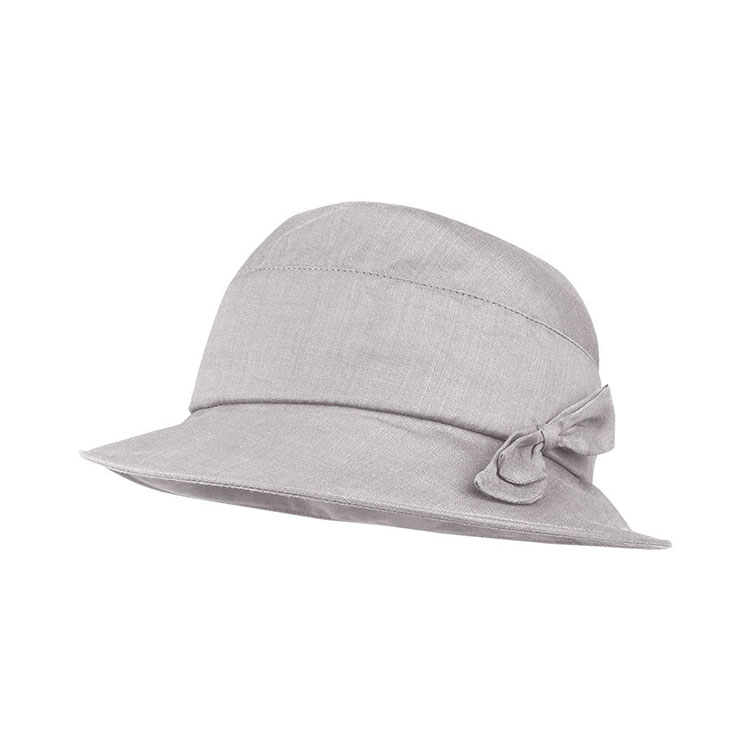 Sombrero tipo cloche personalizado premium 6606 con lazo de tela propia, dos variantes cromáticas, copa dividida en secciones, tejido de lino mezclado, sombrero de moda para otoño e invierno, apto para uso informal y para marcaje promocional