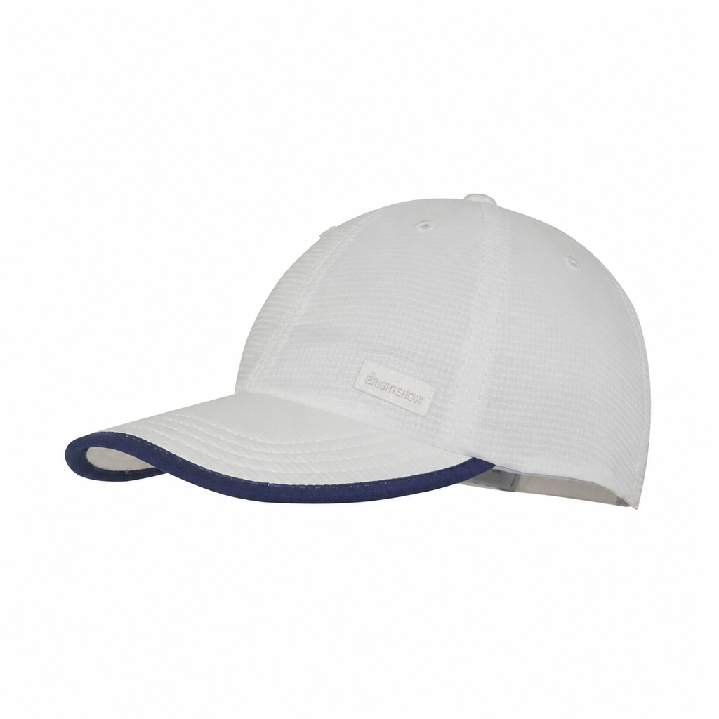Premium aangepaste J7252 prestatie-athletische baseballpet van geheel ademend microgeperforeerd materiaal met contrasterende rand op de klep en verstelbare sluiting; geschikt voor promotionele merkvoering, teamuniformen en dagelijks informeel gebruik