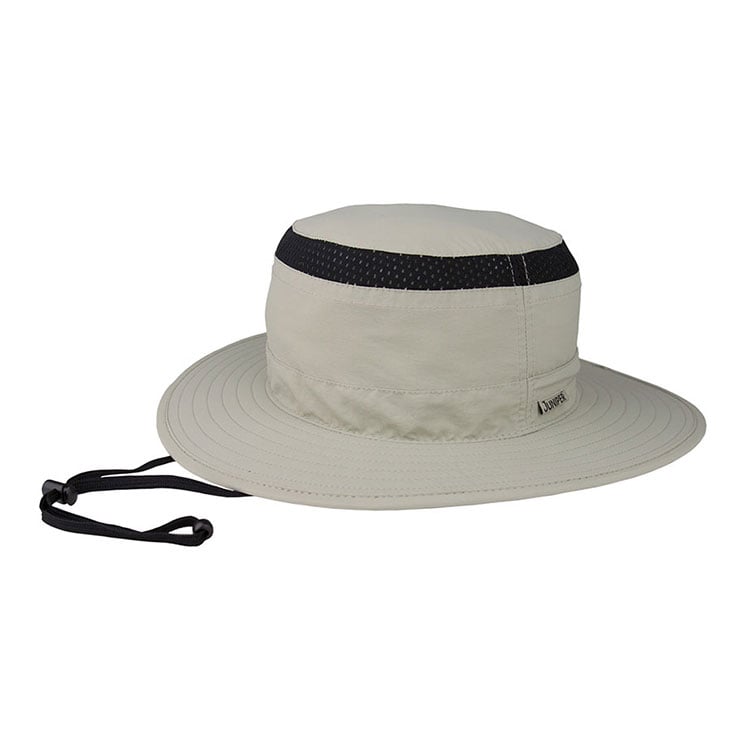 Premium Custom J7262 Two-Tone Mesh-Band Boonie Sun Hat with Contrast Black Ventilation Band and Juniper Label Wide Brim Adjustable Chin Cord Outdoor Cap for Hiking Fishing Travel and Promotional Branding