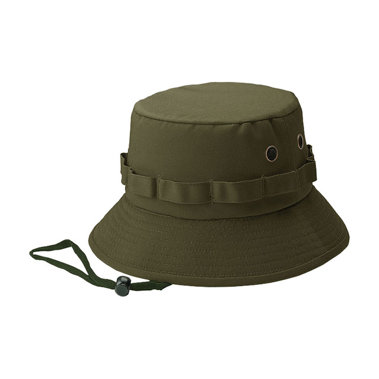 Premium Custom 9002B Solid-Color Foliage-Loop Boonie Hat with Matching Webbing Band and Chin Cord Durable Cotton Twill Outdoor Tactical Cap for Hiking Outdoor Work and Promotional Branding