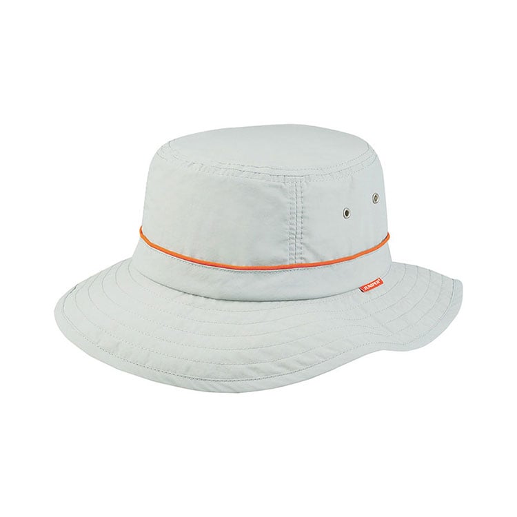 Premium Custom J7226 Bucket Hat s narandžastom akcentnom konopicom i juniperskim tkanim etiketama Pretraživa široka rubna vanjska sunčanica s ventilacijskim grommetsima za planinarenje i promotivno branding