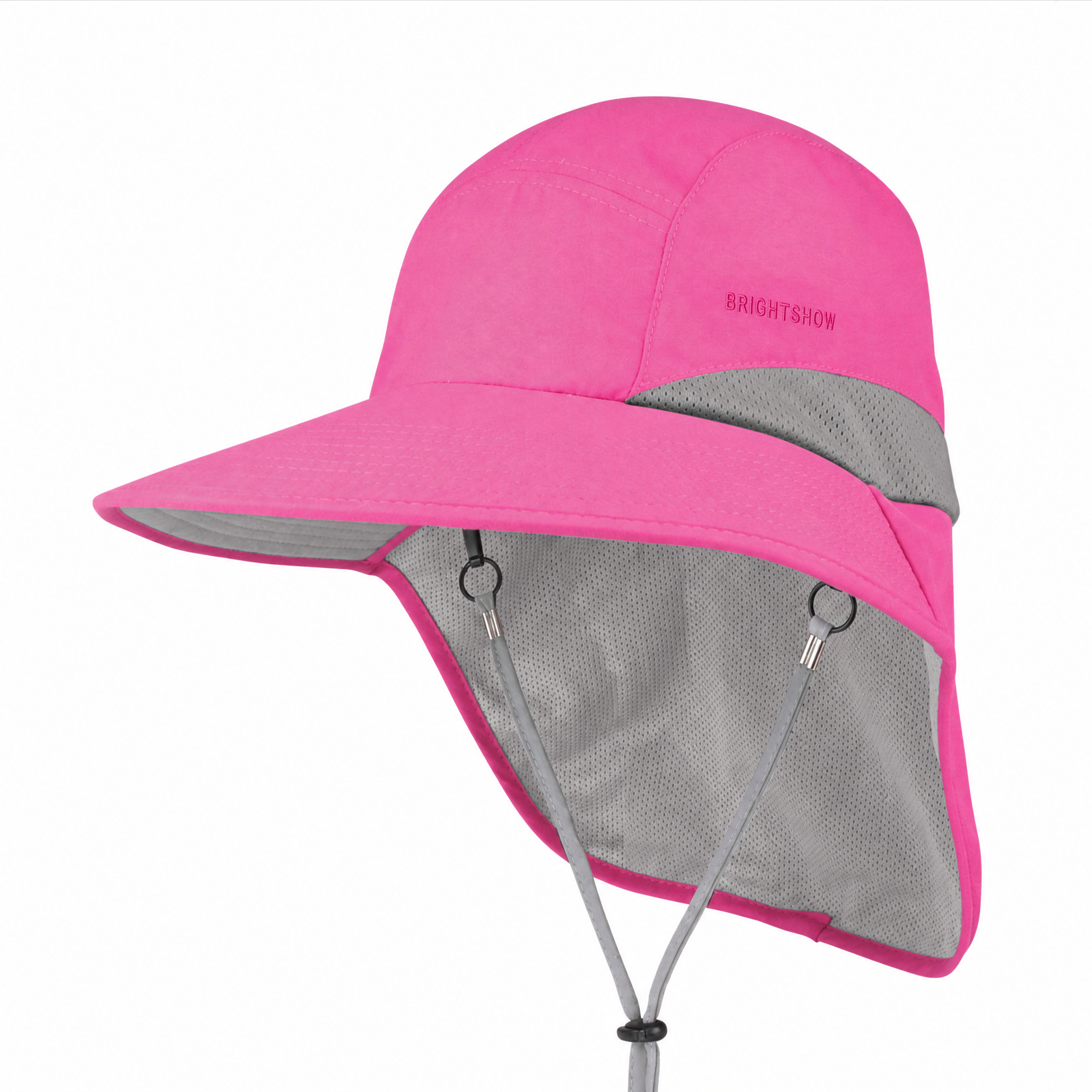 Premium aangepaste promotionele J7249 Taslon UV-halsklep-pet met UPF 50+ zonbescherming voor buitengebruik, vispet met verstelbare koordsluiting en geïntegreerde halsbedekking, gepromoveerde sportieve hoofdbedekking