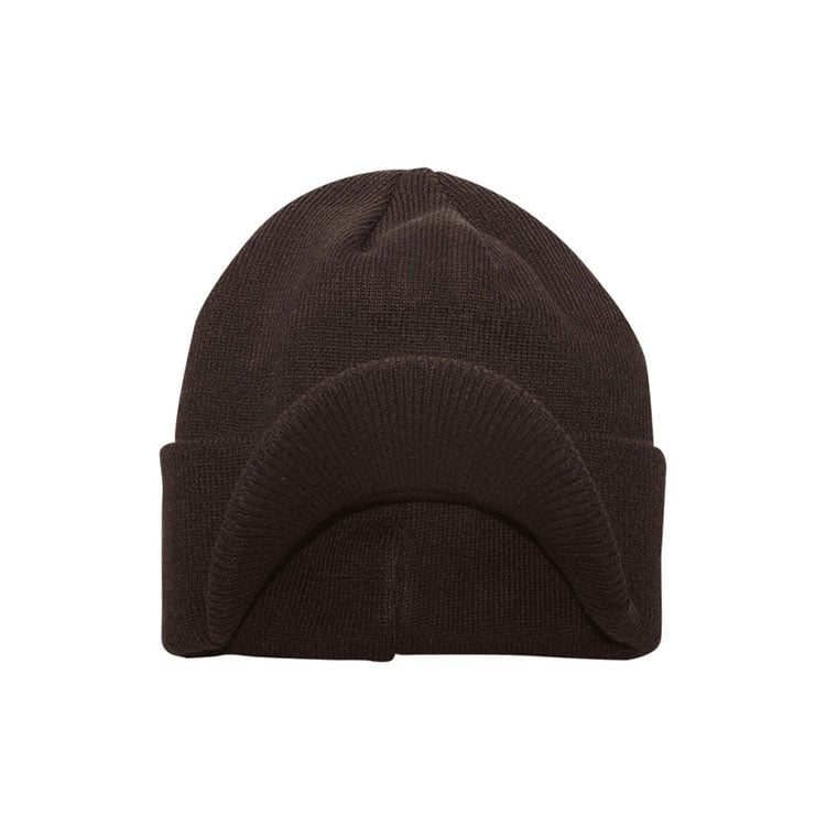 Premium Custom Promotional Waffle Knit Beanie Hat with Integrated Visor Bill Model 5015 High-Performance Thermal Winter Headwear for Outdoor Sports Lifestyle Events Branded Merchandise
