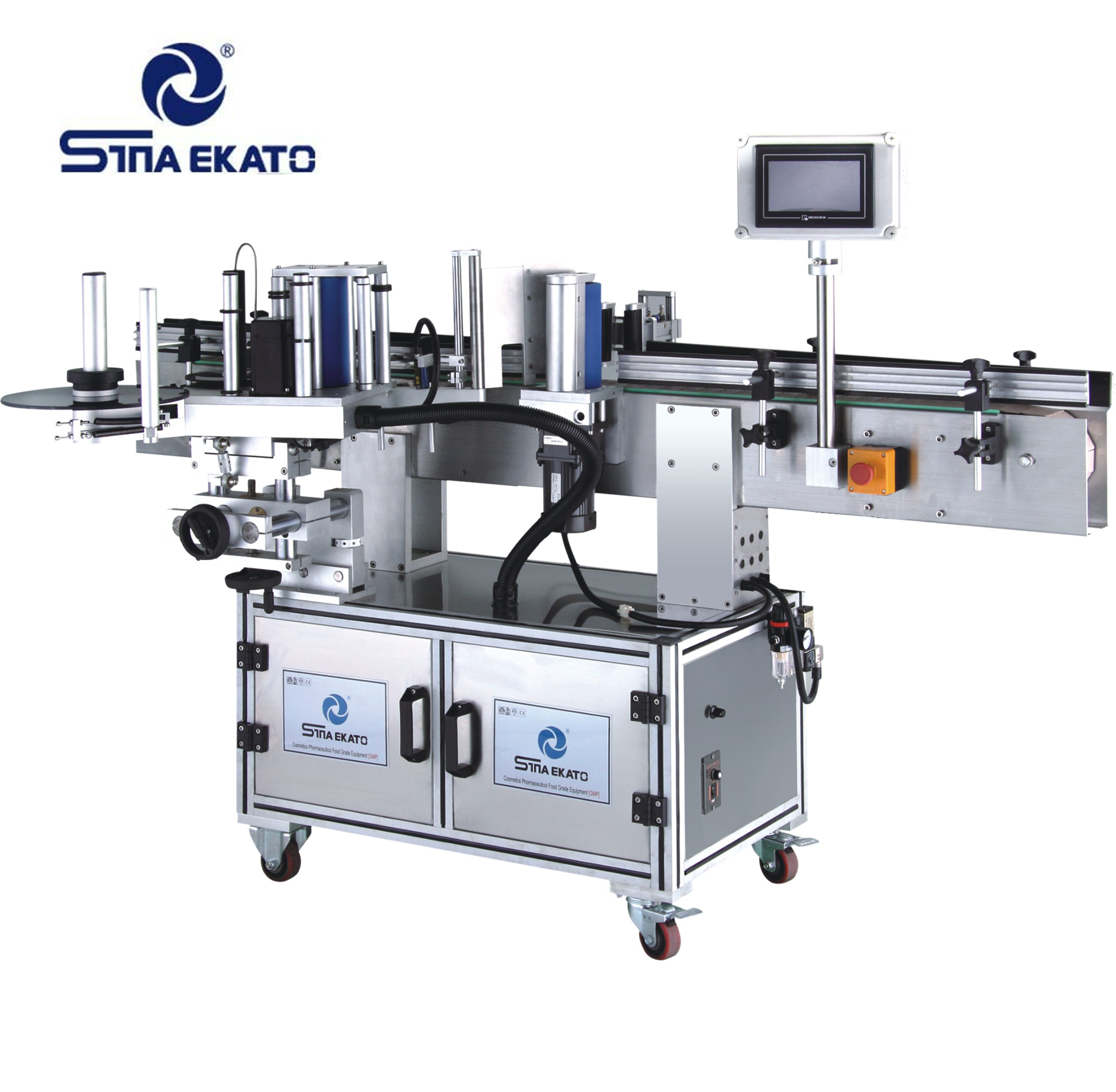 Máquina automática de etiquetado para botellas redondas y planas de cosméticos
