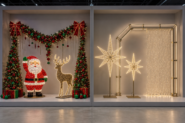 multi-season lighting design language with neutral reusable motifs
