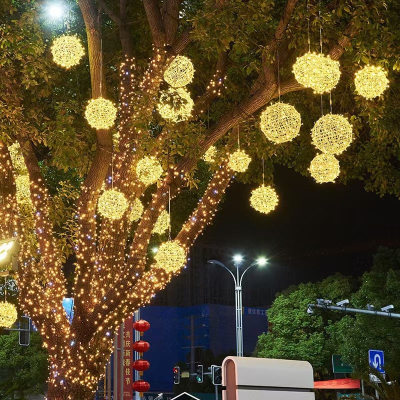 Outdoor Waterproof High Brightness Christmas Light String LED Rattan Ball Light for Landscape Decorations