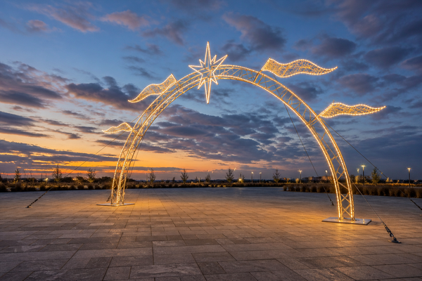 Wind Load and Structural Safety for Large Motif Lights and Arches large outdoor motif lights arch wind load structural safety