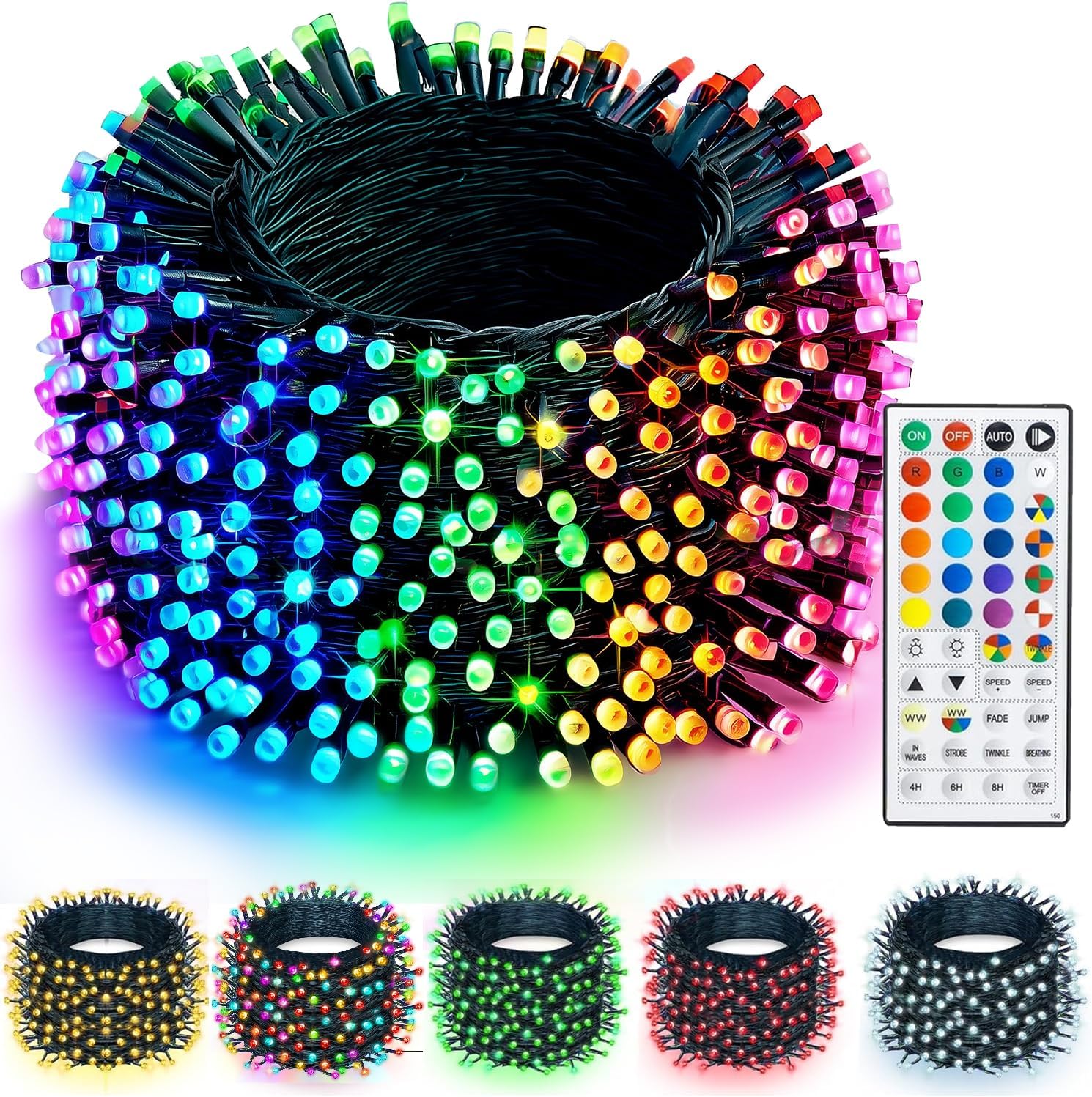Warm White and RGB Halloween Lights with Remote Waterproof, Outdoor String Lights