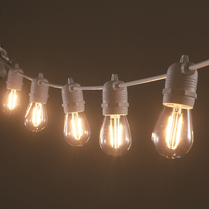 Fixed Socket White Wire LED bulb Festoon String Light