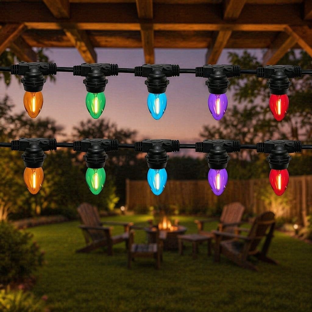 5 Color LED C7 Outdoor Camping String Lights Waterproof Multi Color Patio Hanging Party Lights for Tent Garden Decoration