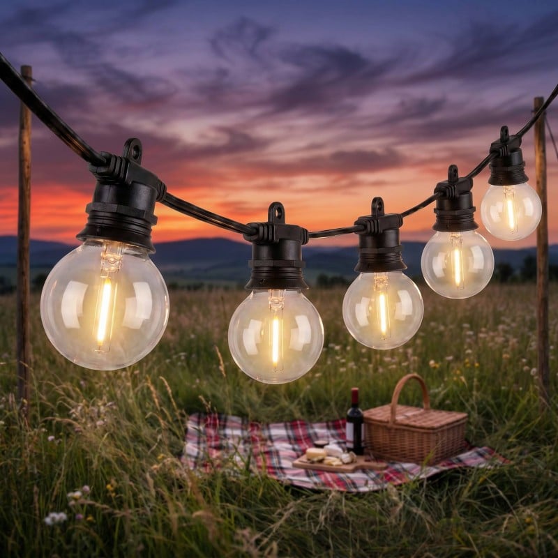 G45 LED Globe String Lights 24V Low Voltage Warm White IP65 Waterproof Outdoor Hanging Patio Lights