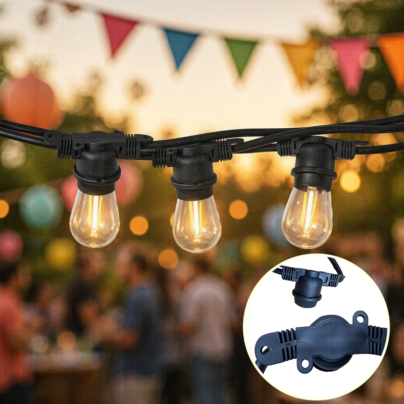String Lights Belt Dual IP65 Waterproof Outdoor Hanging Patio Garden Bistro Festoon Lights