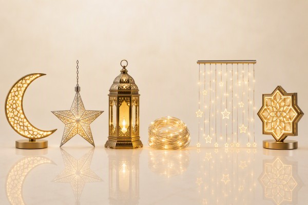 Crescent star lantern and motif light designs for Ramadan Ramadan Lighting Trends in Saudi Arabia crescent star lantern motif light designs