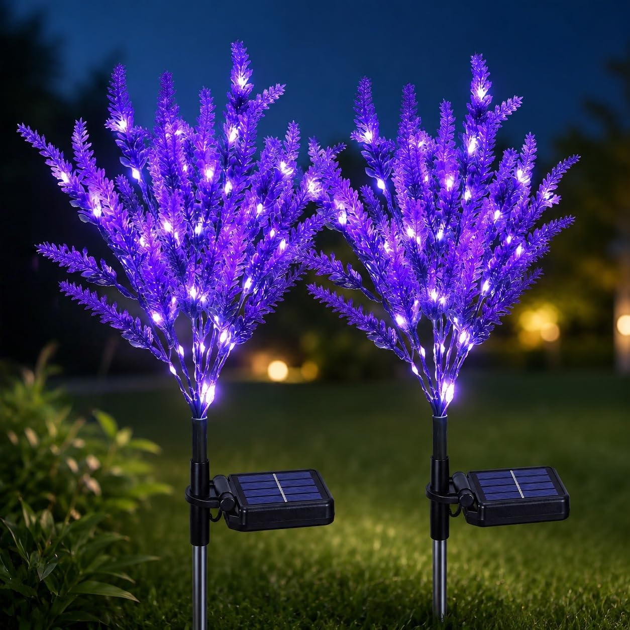 LED Solar Lavender Lights Outdoor Simulation Christmas Grass Lights square Lawn Landscape Simulation Flower Lights
