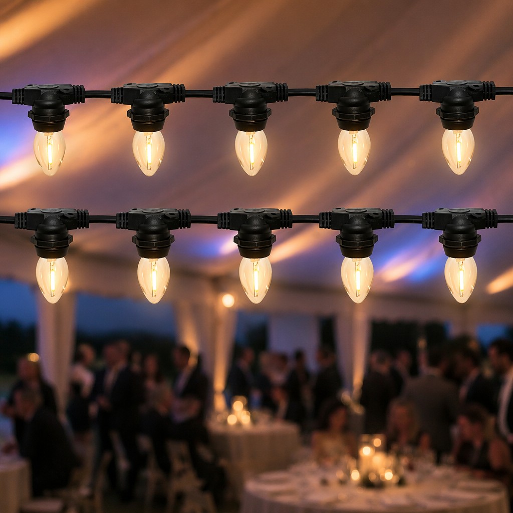 Factory Direct OEM ODM Warm White C7 LED String Lights ETL Listed Waterproof Outdoor Hanging Patio Edison Bulb Lights