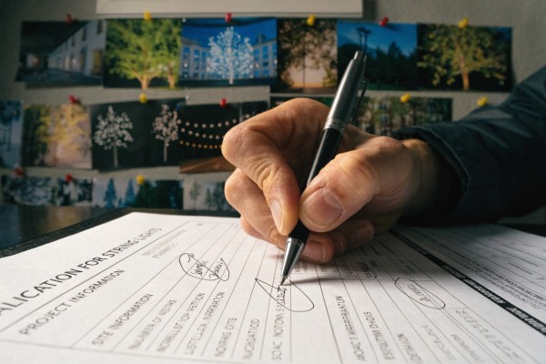 festive lighting partner reviewing string light applications and installation needs