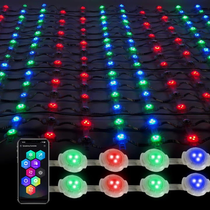 Full Color Video LED Curtain Display Transparent LED Grid Screen Pixel Point Light for Building Facade Made Durable PC Material
