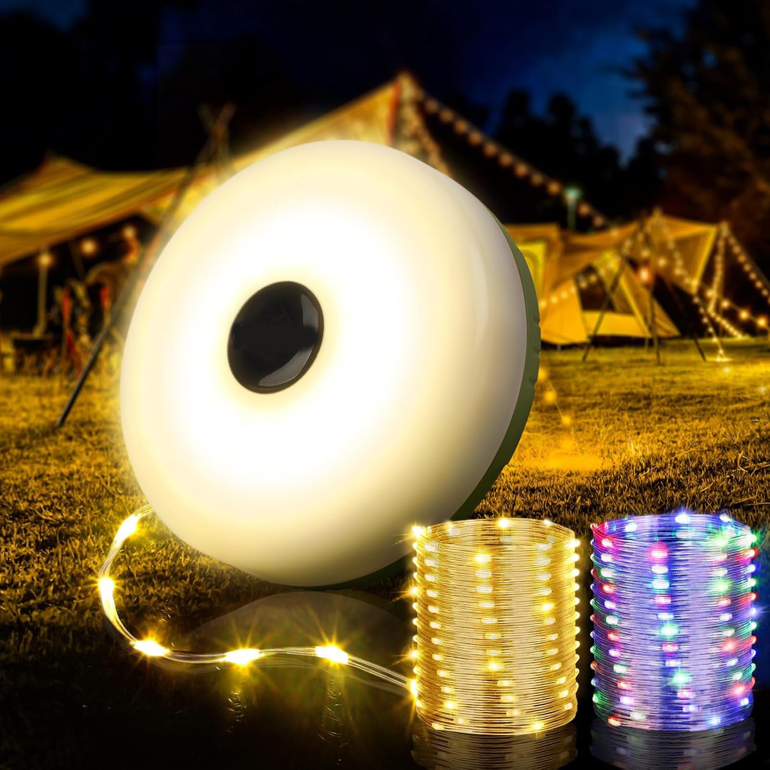 Hanging Tent Camping String Lights 4-in-1 Quick Storage Camp Light Rechargeable Camp Lamp As Camping Essentials Gear