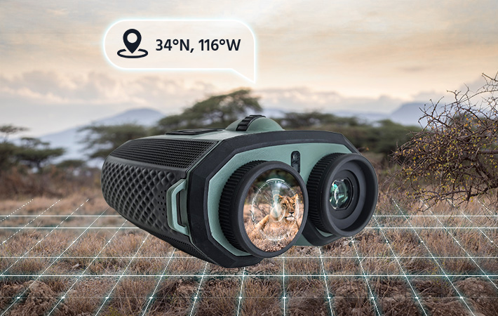 GPS + boussole gyroscopique — Localisez précisément les coordonnées de chaque observation