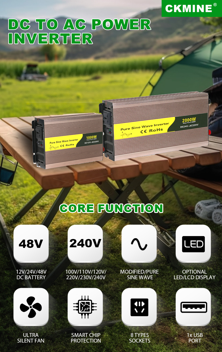 heavy duty minvon cvp pure sine wave portable inverter multi global sockets aluminum housing for camper van boat outdoor solar backup power supply-0